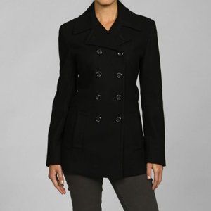 JONES NEW YORK BLACK WOOL PEA COAT SZ 6